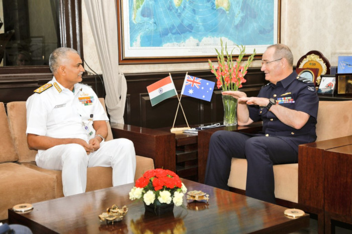 Chief of Naval Staff Admiral R Hari Kumar with Admiral John C Aquilino, commander of the US Indo-Pacific Command